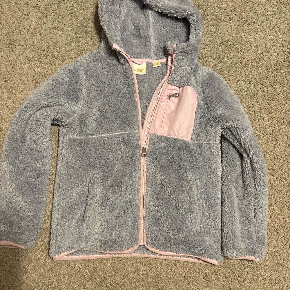 Madden Girl Full Zip Fleece Jacket size 10/12 Light purple & light pink